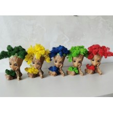 Wedding and Bachelorette Party Guest Gift - Wooden Girl with Grassy Green Scandinavian Moss